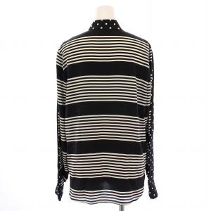 STELLA McCARTNEY シャツ ブラウス 長袖 ドット柄 ボーダー柄 シルク 38 黒 白 /BM