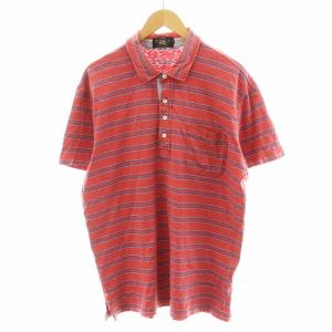 ポロシャツ 半袖 ボーダー柄 XL 赤 レッド 紺 ネイビー /AN46