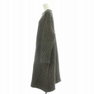 45R ワンピース 裏起毛 ストライプ柄 F ネイビー ベージュ