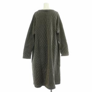 45R ワンピース 裏起毛 ストライプ柄 F ネイビー ベージュ