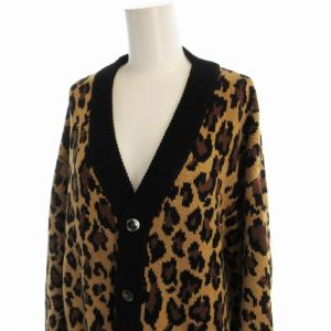 BEAMS レオパード柄 Vカーディガン ニット ヒョウ柄 長袖 M 茶 ブラウン 黒 ブラック 11-15-1086-925