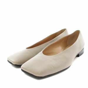 コメタ COMETA パンプス スクエアトゥ ローヒール レザー 34.5 21.5cm グレージュ /YT