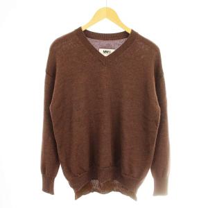 エルボーパッチVネックニット ニット セーター 薄手 長袖 カットソー XS 茶 S52HA0261 /MM