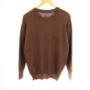 MM6 Maison Margiela エルボーパッチVネックニット ニット セーター 薄手 長袖 カットソー XS 茶 S52HA0261 /MM