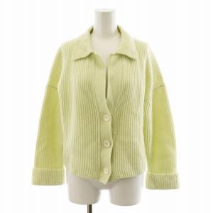 23AW ウールカシミヤリブニットカーディガン S 黄緑 35-02-34-02401 /AN36