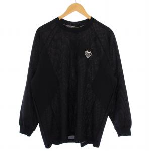 Tシャツ カットソー 長袖 クルーネック メッシュ ロゴ刺繍 M 黒 2324201 /BM