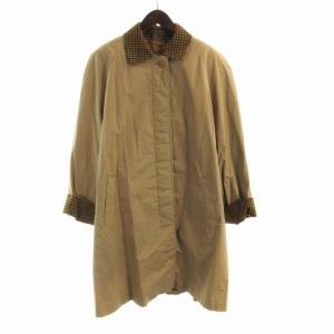 ステンカラーコート ロング 千鳥格子 切替 ベージュ /RO