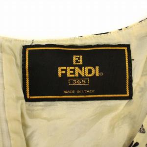 FENDI シルク ワンピース F659-53 半袖 ひざ丈 白 黒 /G