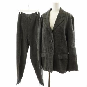 スーツ セットアップ テーラードジャケット パンツ スラックス チェック柄 I40 黒 ブラック /AN43