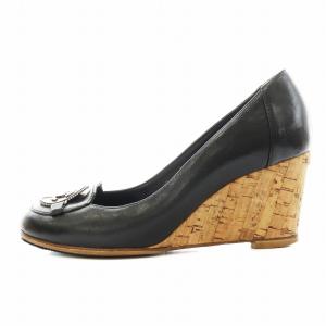 CHANEL ココマーク パンプス ウエッジソール 37.5 ブラック G27725