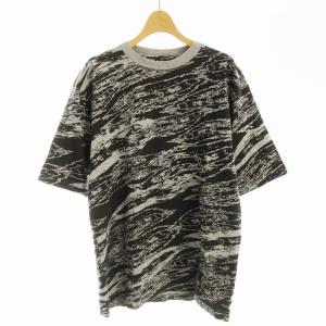 Tシャツ カットソー 半袖 総柄 L 黒 ブラック /EE