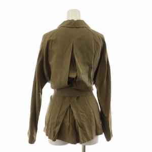 Max Mara テーラードシャツジャケット 絹 シルク 麻 リネン混 ベルト付き 40 カーキ 32/41/956 /NQ