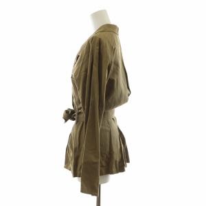Max Mara テーラードシャツジャケット 絹 シルク 麻 リネン混 ベルト付き 40 カーキ 32/41/956 /NQ