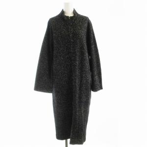 ニットワンピース マキシ ロング ハイネック ジップアップ 3 黒 ブラック 白 ホワイト H158UJ409