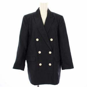 新品 アンクレイヴ 定価２万4千 リネン ダブルジャケット 背抜き 0 ネイビー 新品 アンクレイヴ 定価2万4千 リネン ダブルジャケット 背抜き