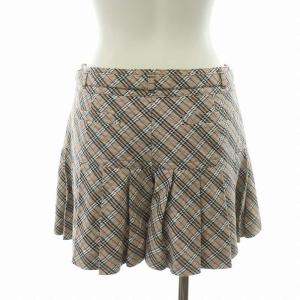 BURBERRY BLUE LABEL キュロット ハーフパンツ ショート プリーツ ノバチェック ベルト付き 36 ベージュ FQ516-239-79