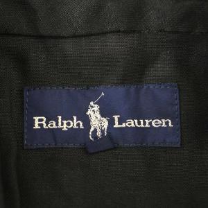 RALPH LAUREN リネン テーラードジャケット ダブル 麻 9 黒 ブラック /G