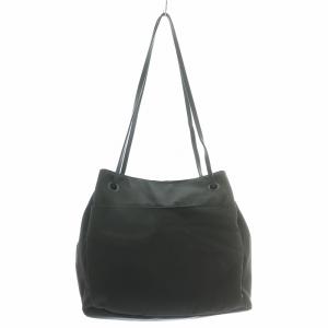 agnes b. トートバッグ ハンドバッグ ロゴチャーム ナイロン 牛革 レザー 黒 ブラック QAS11-01 /BB