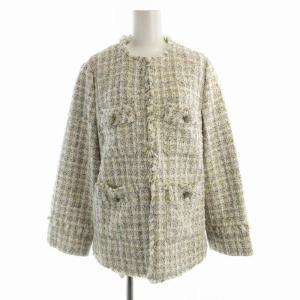 22SS ツイードジャケット カットオフ アウター 2 青 ブルー 白 ホワイト 22149010 /RO