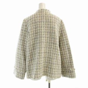 Apuweiser-riche 22SS ツイードジャケット カットオフ アウター 2 青 ブルー 白 ホワイト 22149010 /RO