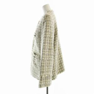 Apuweiser-riche 22SS ツイードジャケット カットオフ アウター 2 青 ブルー 白 ホワイト 22149010 /RO