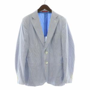 テーラードジャケット ブレザー アウター シングル 背抜き ストライプ柄 50 青 ブルー /BB