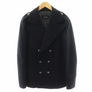 ピーコート Pコート 裏地チェック アウター ウール L 紺 ネイビー BMP31-352-29 /AN37