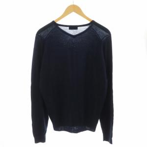 JOHN SMEDLEY ニット カットソー 長袖 ウール L 紺 ネイビー /AN52