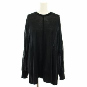 22SS クルーネックプルオーバー ニット セーター 長袖 シアー 黒 ブラック 22080500417010