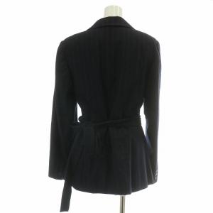 Max Mara 白タグ セットアップ テーラードジャケット 総裏地 ラップ 巻き タイトスカート ひざ丈 ウール ストライプ柄