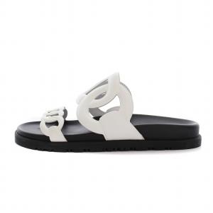 HERMES エクストラ シェーヌダンクル サンダル 37 白 黒