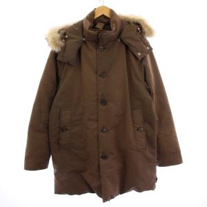 茶タグ ダウンコート ロング ジップアップ フード付き ファー 2 茶 /BM
