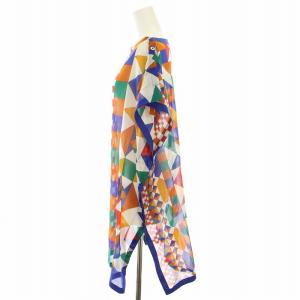 HERMES ゴルチエ期 ビーチチュニック ブラウス 34 ブルー グリーン オレンジ