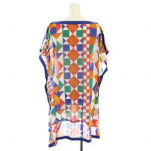 HERMES ゴルチエ期 ビーチチュニック ブラウス 34 ブルー グリーン オレンジ