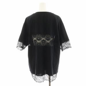 DOLCE&GABBANA Tシャツ カットソー 半袖 切替 レース 40 黒 ブラック F8T43T FU7EQ /AN45