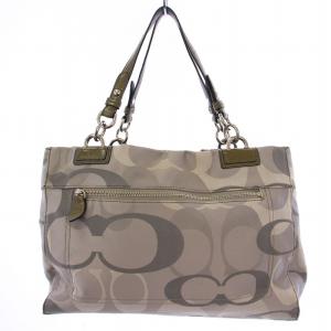 COACH シグネチャー トートバッグ キャンバス レザー グレー カーキ F17478 /BM
