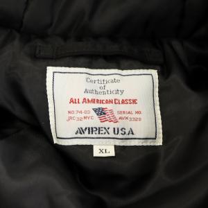 AVIREX 中綿ジャケット ロゴ フード アウター XL 黒 ブラック 783-4252050 /AN33