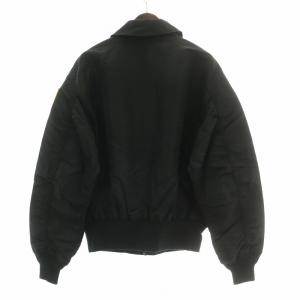 ALPHA INDUSTRIES フライトジャケット ブルゾン アウター ジップアップ ナイロン ロゴ ワッペン L 黒 ブラック TA0225-001