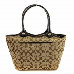 COACH トートバッグ ショルダー F14385 シグネチャー キャンバス ベージュ 黒 /G