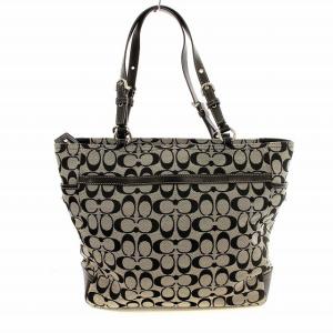 COACH トートバッグ ショルダーバッグ F14670 シグネチャー キャンバス グレー 黒 /G
