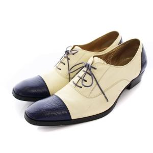 ドレスシューズ レザー レースアップ S アイボリー ネイビー /YM D