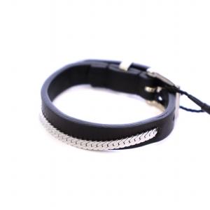 ブレスレット バングル チェーン ベルト レザー 黒 /BM