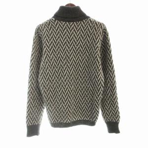 Messagerie ニット セーター プルオーバー 総柄 タートルネック 長袖 44 グレー 白 ホワイト /RO