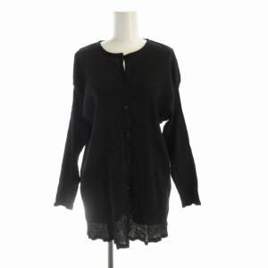 カーディガン シアー シースルー スキッパー 七分袖 黒 ブラック /RO