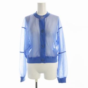 カーディガン ニット シアー シースルー 長袖 F 青 ブルー 35761 /RO