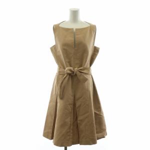 ノースリーブワンピース ひざ丈 ベルト付き 40 ベージュ /NQ