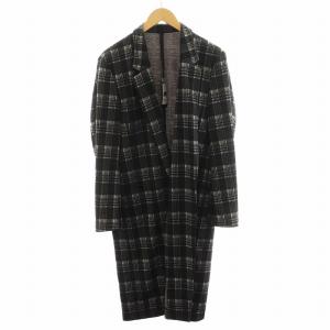 ジョーゼットストレッチチェックガウンコート チェスターコート ロング丈 アウター M ダークブラウン 87541224-M