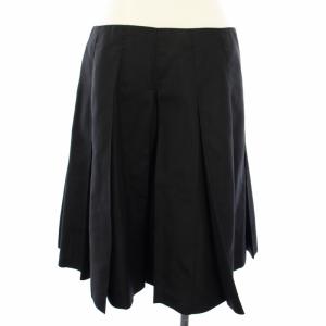 PRADA ラップスカート シルク ひざ丈 フロントボタン フレア 42 黒 APD1 2011 1926 /TK
