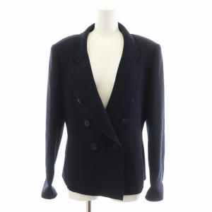 FOXEY BOUTIQUE セットアップ テーラードジャケット ダブル ワンピース ノースリーブ ロング丈 ウール 42 紺 ネイビー