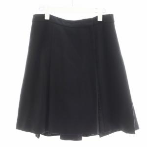 フレアスカート ひざ丈 ウール シルク 絹 40 黒 ブラック /AN20